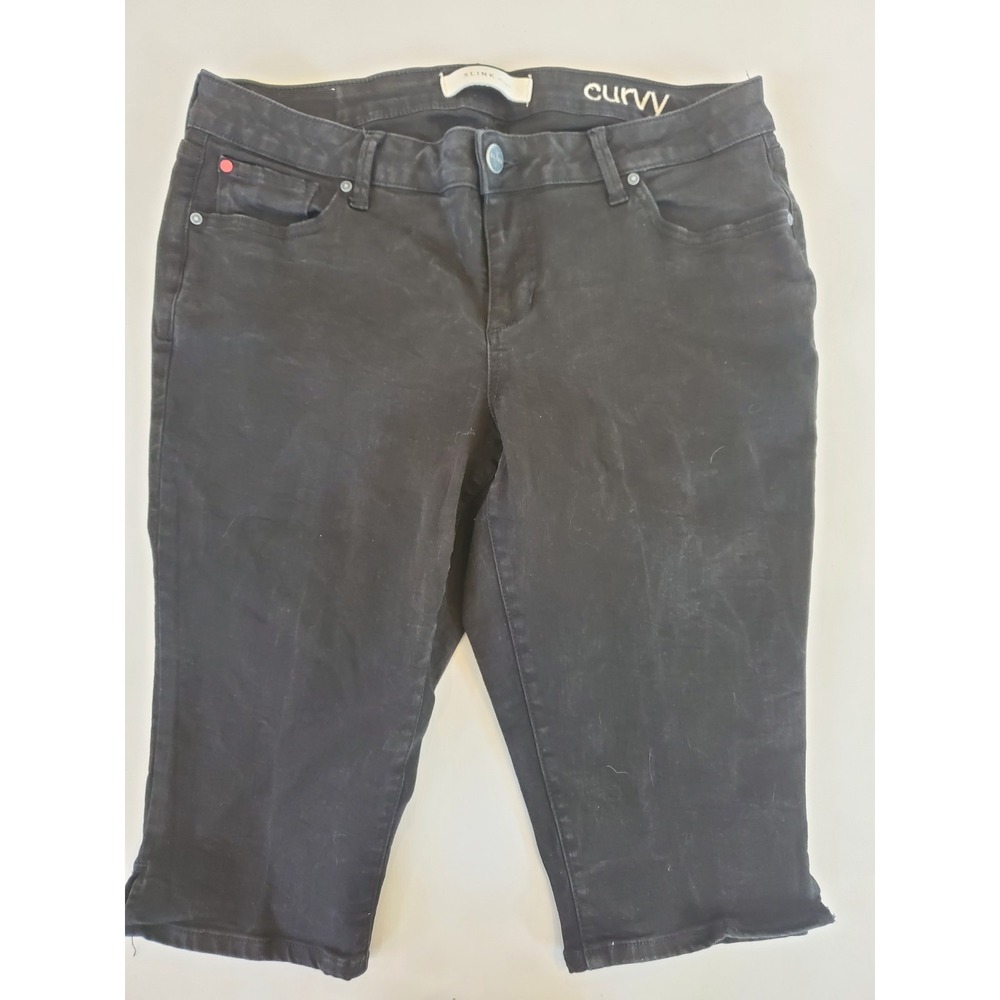 Slink Jeans Black Curvy Bermuda Shorts Womens Size 16 Denim‎ Mid Length Stretch
